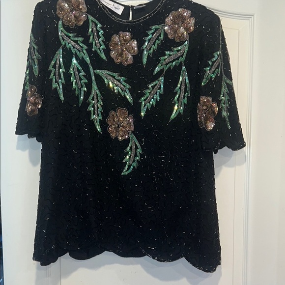 Embellished Black Floral Top - Picture 1 of 6